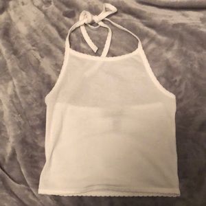 white ribbed halter top